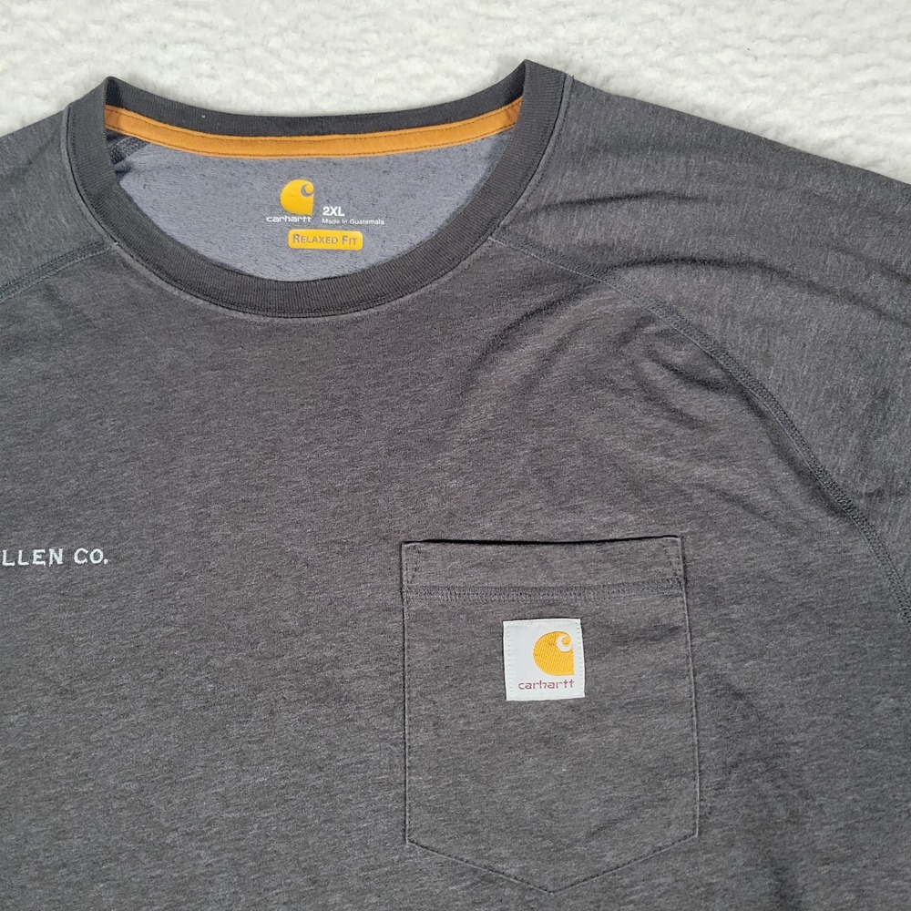 Carhartt Force Shirt Mens 2XL Gray Long Sleeve Relaxed Fit Pocket Work Tee